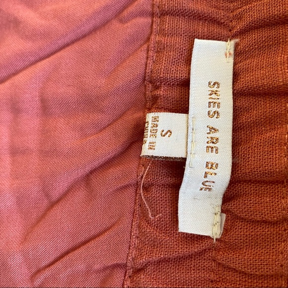 Pink Linen wrap skirt with tie. - Picture 7 of 9